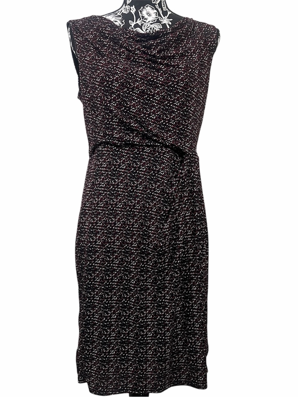 Ann Taylor Black Speckled Cowl Neck Midi Dress